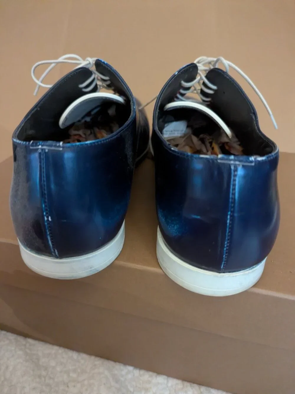 HUGO BOSS Mens Blue Leather Dress Shoes Size 9 